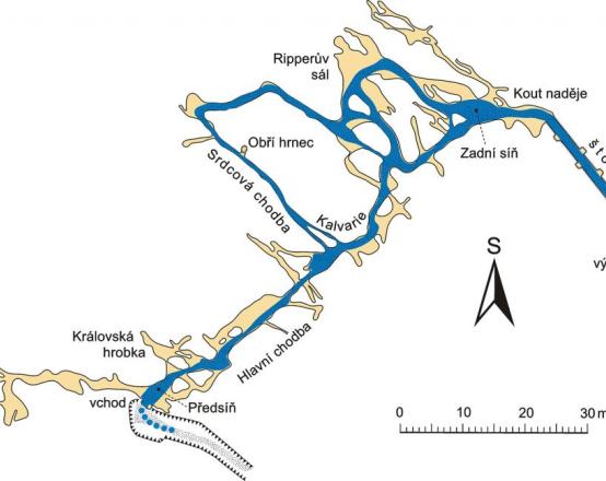 Jeskyně Na Špičáku - mapa