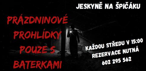 Prázdninové prohlídky Jeskyně Na Špičáku pouze s baterkami 